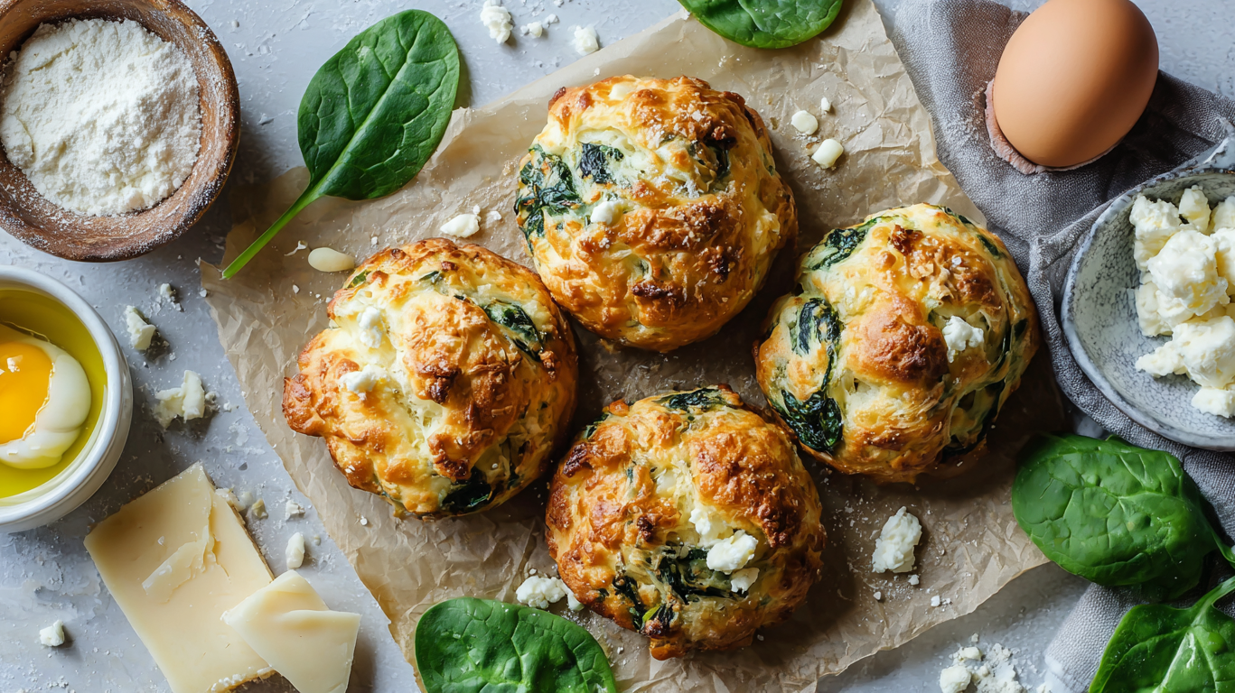 Bułki wysokobiałkowe w 5 minut! Z serkiem wiejskim i szpinakiem