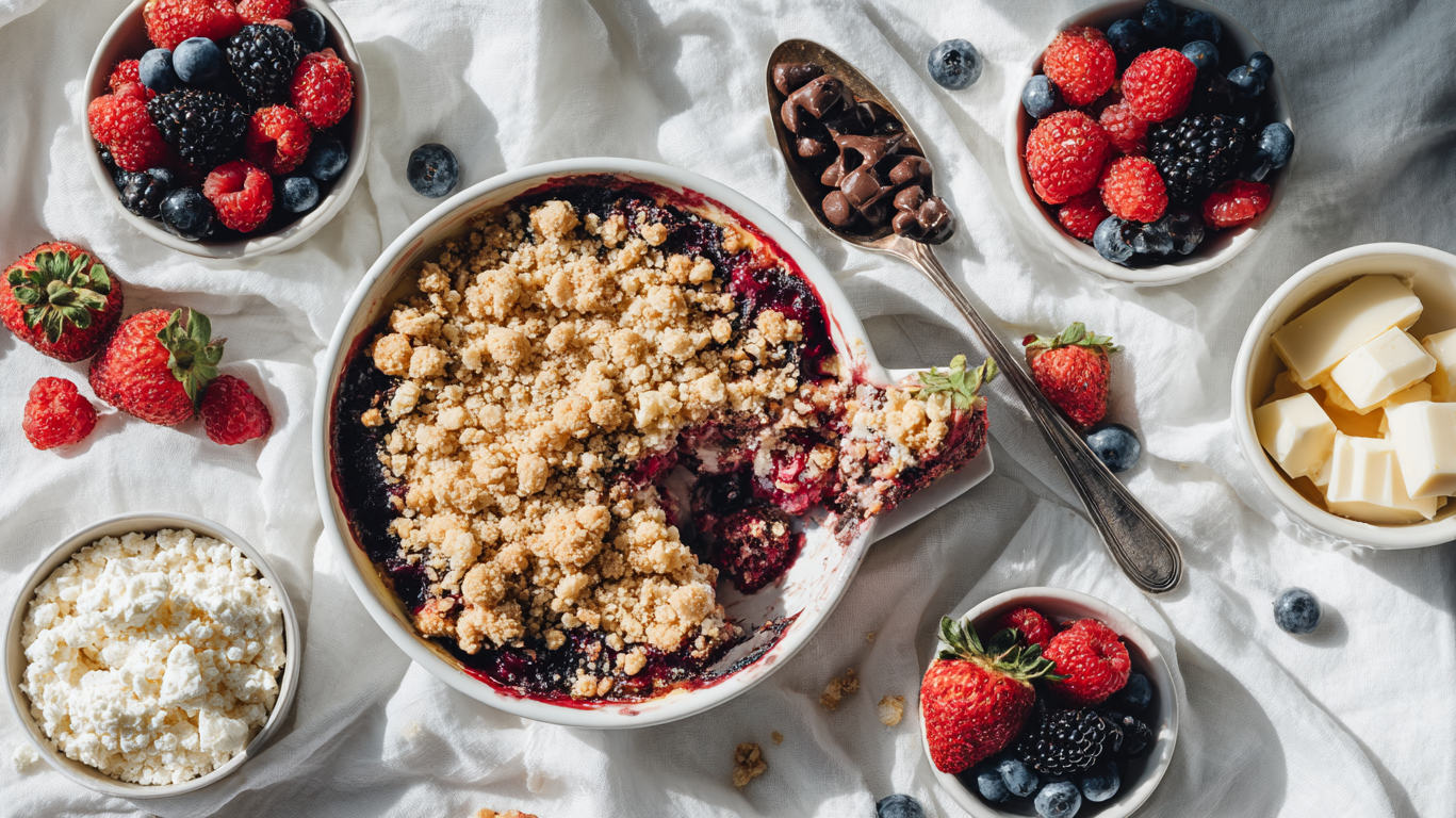 Fit sernik z owocami i kruszonką - przepis na sernik bez cukru!