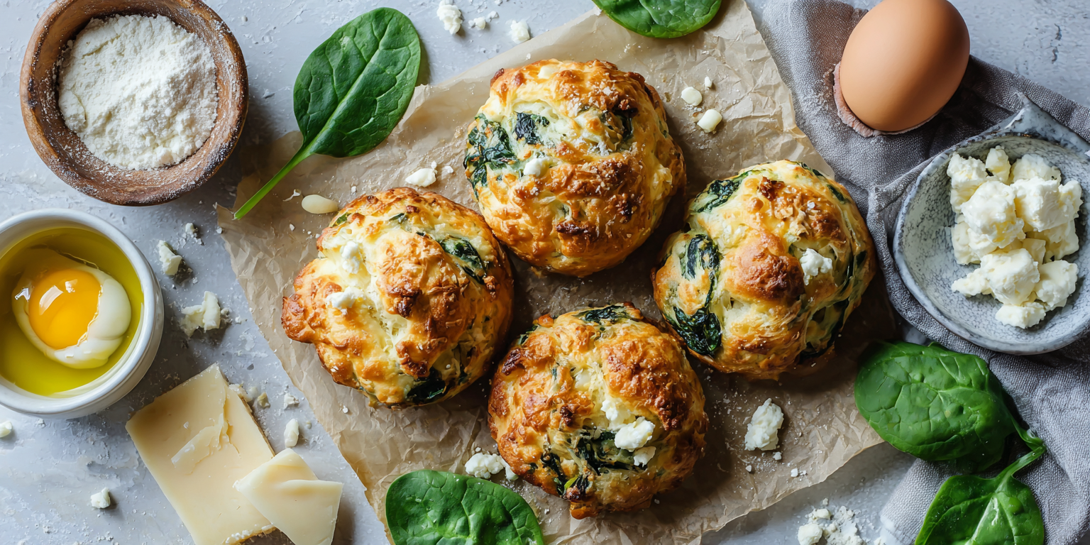 Bułki wysokobiałkowe w 5 minut! Z serkiem wiejskim i szpinakiem