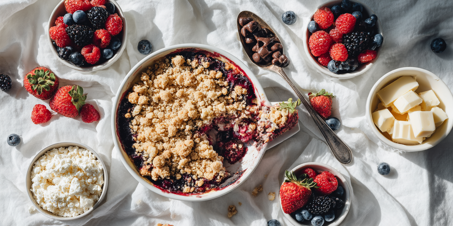 Fit sernik z owocami i kruszonką - przepis na sernik bez cukru!